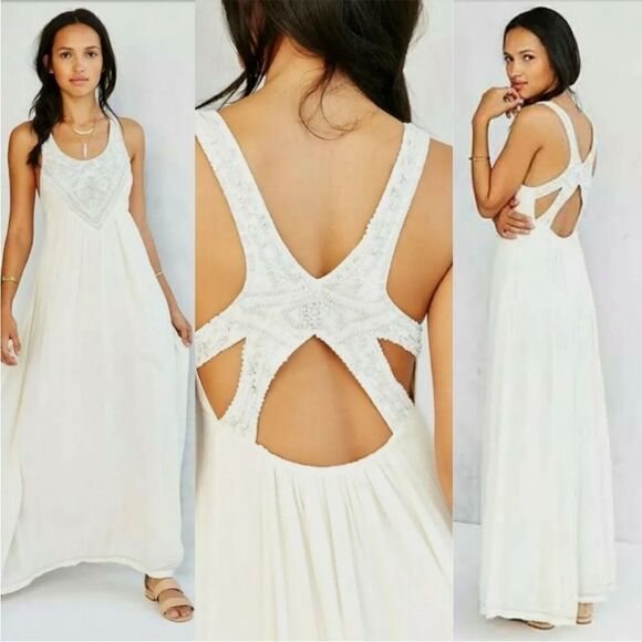 Ecote Urban Outfitters Triton Crossback Boho Embellished Maxi Dress - Picture 6 of 14